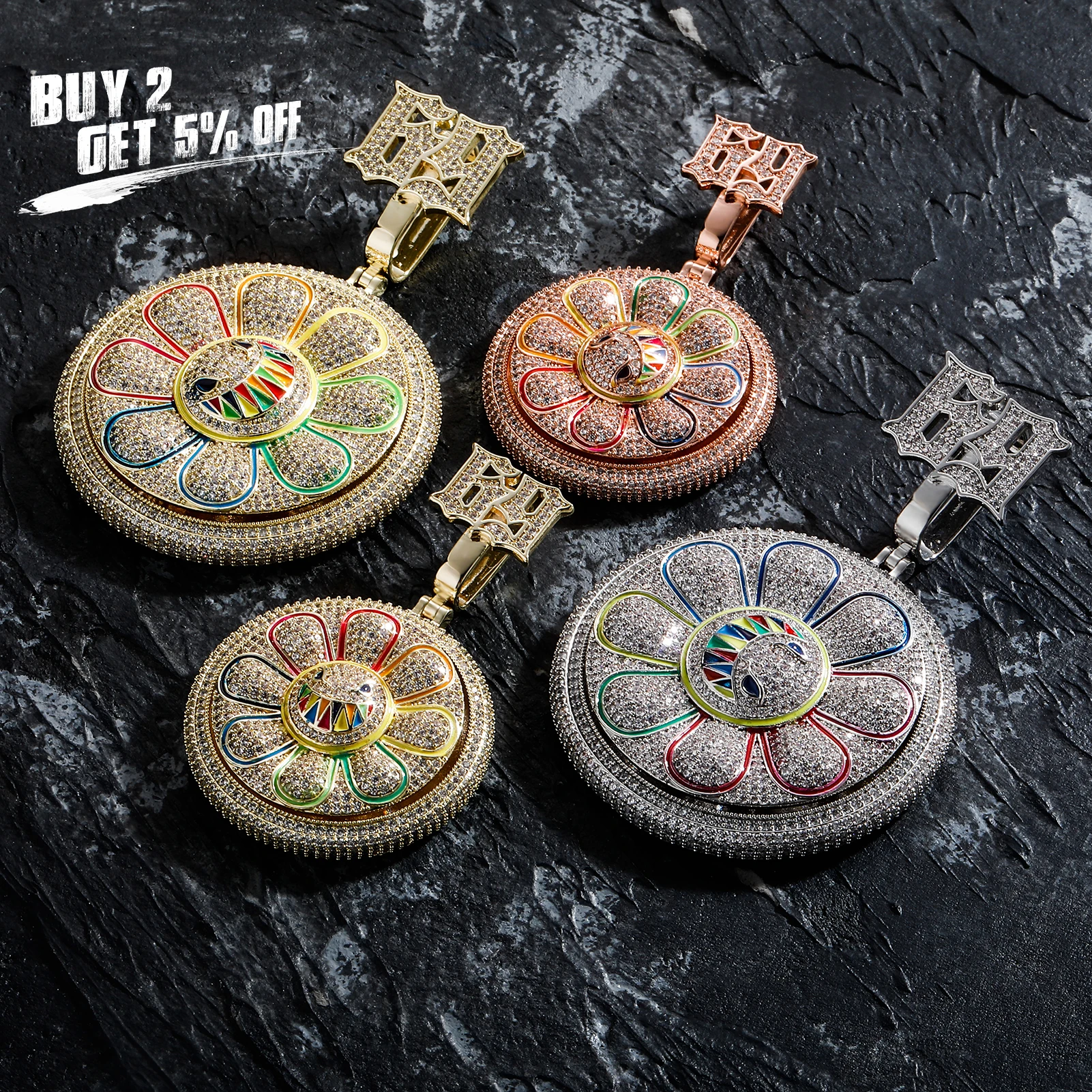 JINAO 2021 NEW Two Sizes Evil Smile Flower Spin Pendant High