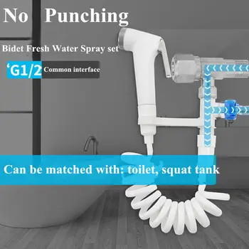 

Set Of Toilet Seat Attachment Fresh Water Pull Tube Bidet Spray Set Bathroom Handheld Shattaf Bidet Faucet With Silicone Gasket