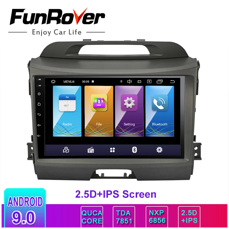 Автомагнитола Funrover 2.5D + IPS Android 9 0 мультимедийный видеоплеер навигация GPS 2 din для KIA