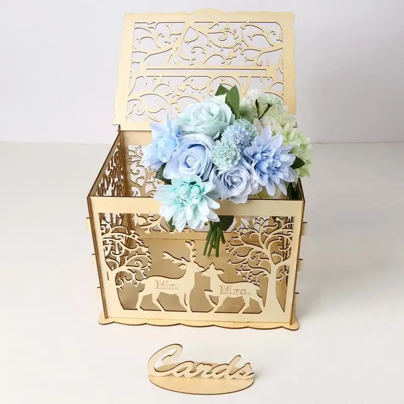 DIY коробка для свадебных подарочных карт деревянная коробка для денег красивые украшения принадлежности для дня рождения вечерние украшения L4S5