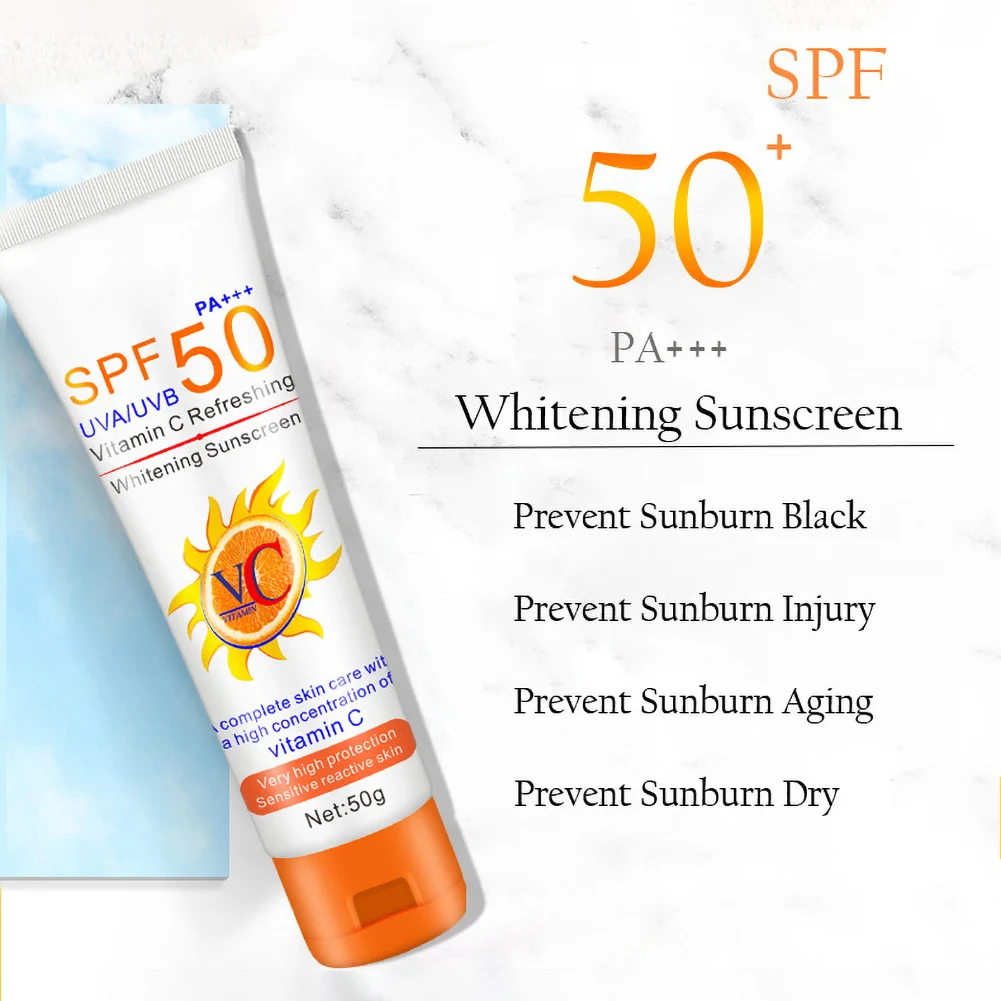 Vitamin C Sunscreen Facial Body Sunblock Waterproof UV Oil-control SPF 50+ Sun Screen Body Cream Korean Sunscreen Cream