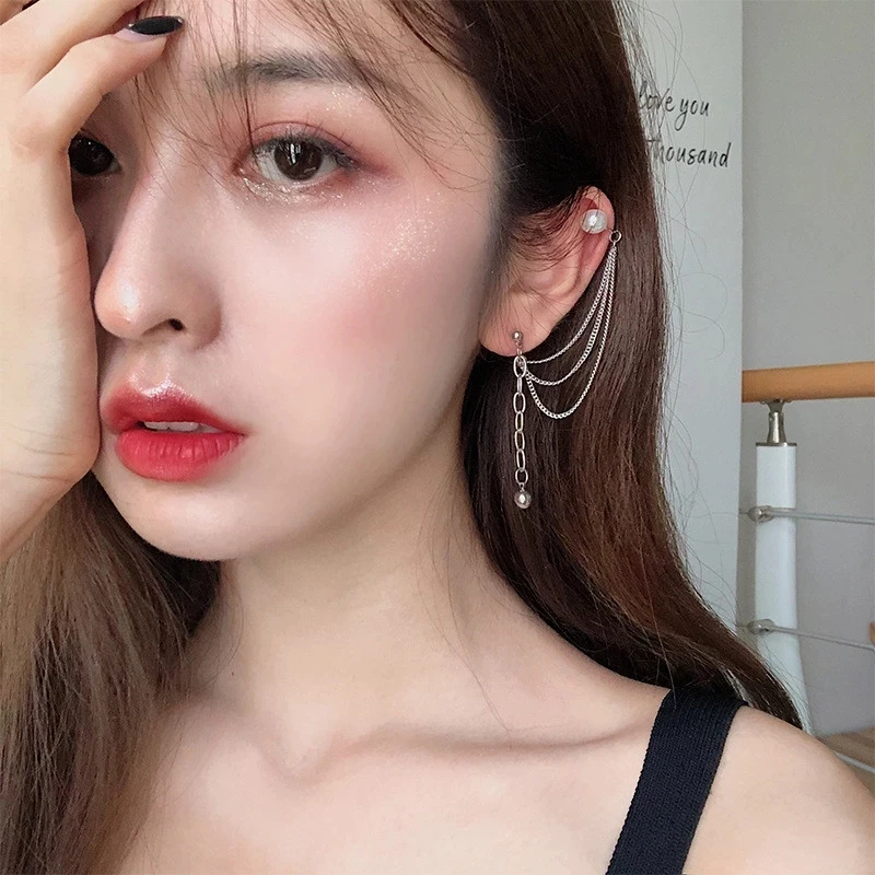 New Fashion Punk Butterfly Clip Earring for Teens Women Men Ear Cuffs Zinc Alloy Cool Jewelry Vintage Retro Chain Earings Metal