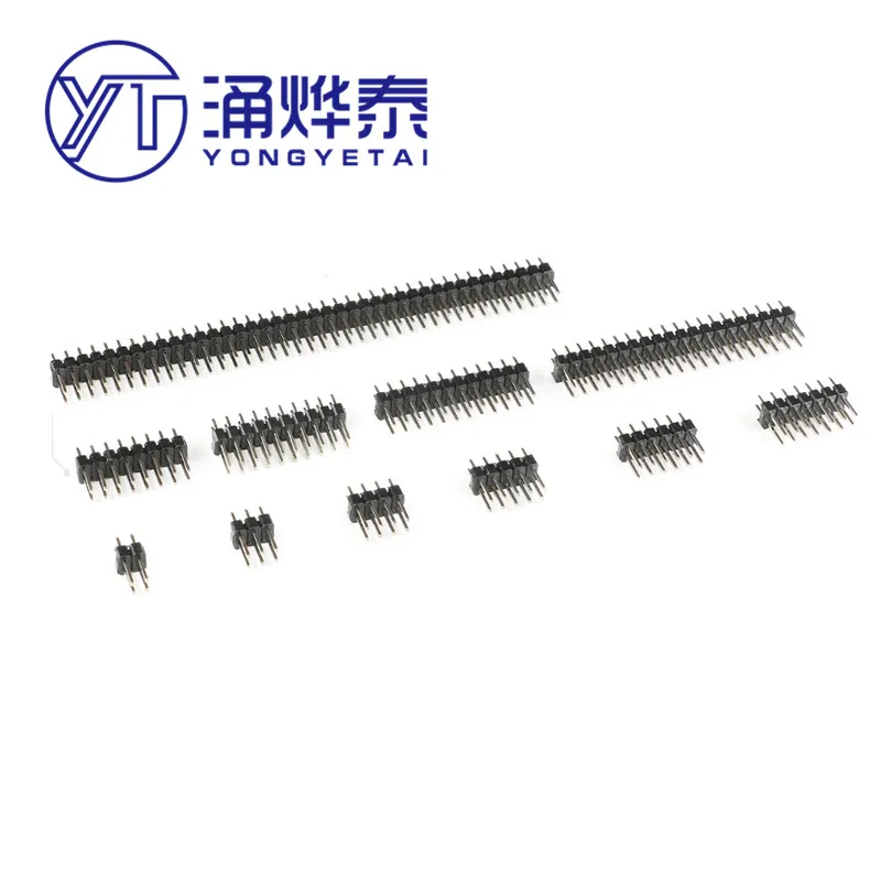 YYT 10PCS 2.54mm Male Pin Header Connector 2.54 Strip Double Row Pinheader Socket 2*3/4/5/6/7/8/10/12/15/20/40/50P