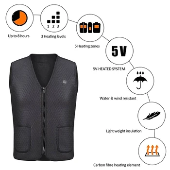 

New Men Women Outdoor USB Infrared Heating Vest Jacket Winter Flexible Electric Thermal Clothing Waistcoat Fishing Hiking PLD