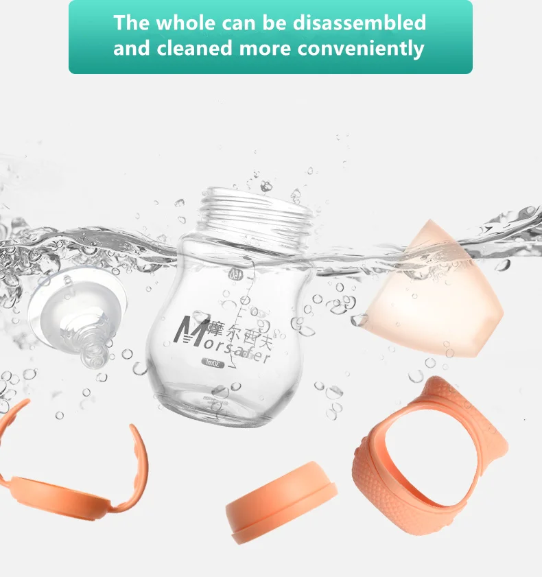 150ml Baby Glass Wide Caliber Milk Feeding Bottle Protective sleeve Safe Infant Newborn kids Feeding Bottle