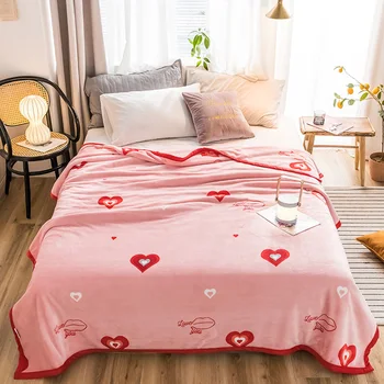 

Heart High Quality Thicken Plush Bedspread Blanket 200x230cm High The Soft Density Sofa/Bed/Car Flannel For Super Blanket