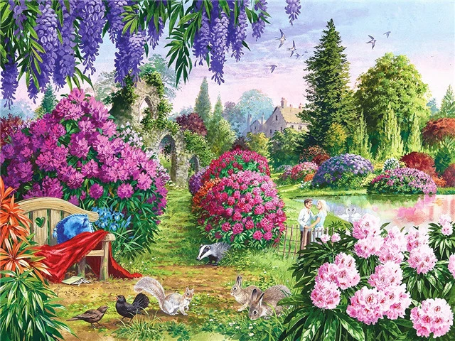 garden 3591 AZQSD алмазная мозаика сад вышивка крестиком алмазная вышивка полная выкладка пейзаж рукоделие картина стразами декор для дома - Цвет: garden 3591