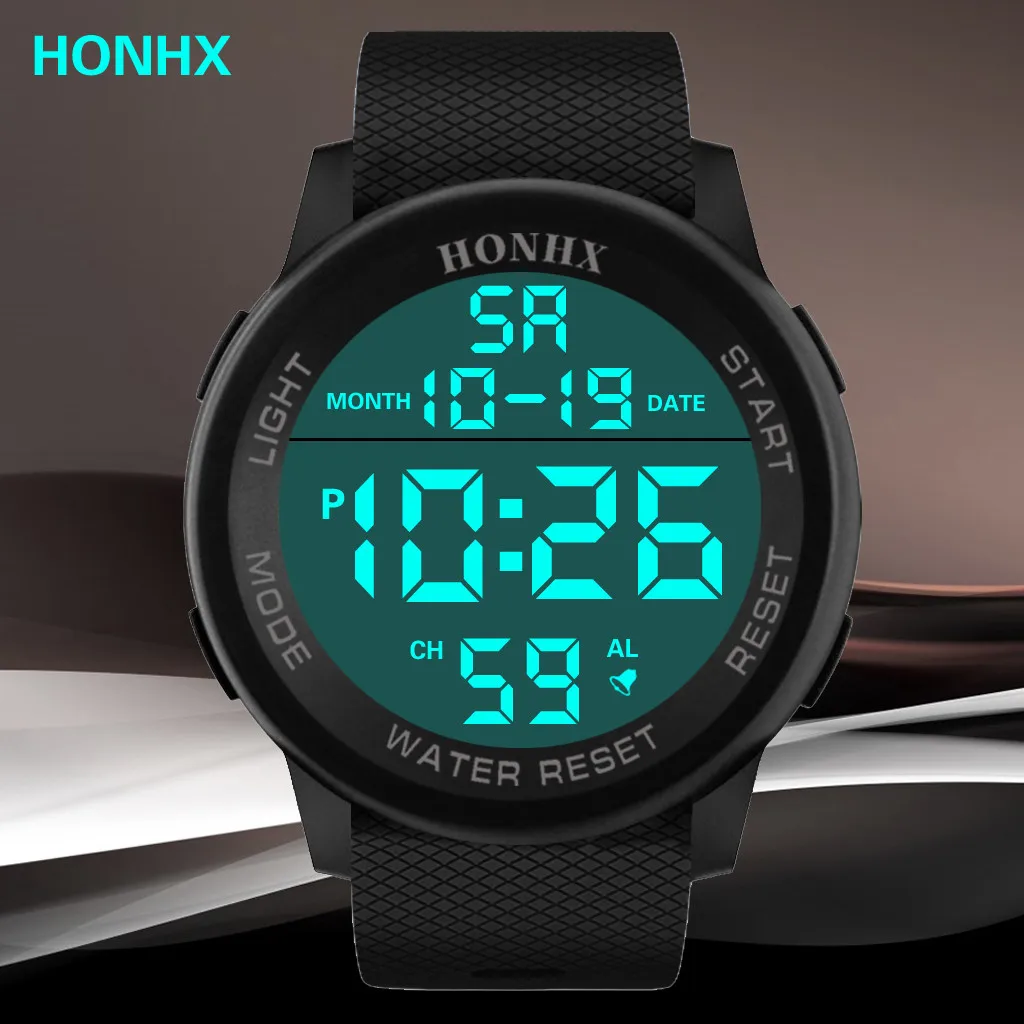 

HONHX Men's Digital Watch Multifunction Large Screen Electronic watch Life Waterproof Reloj Deportivo Hombre 2019 Fashion Style