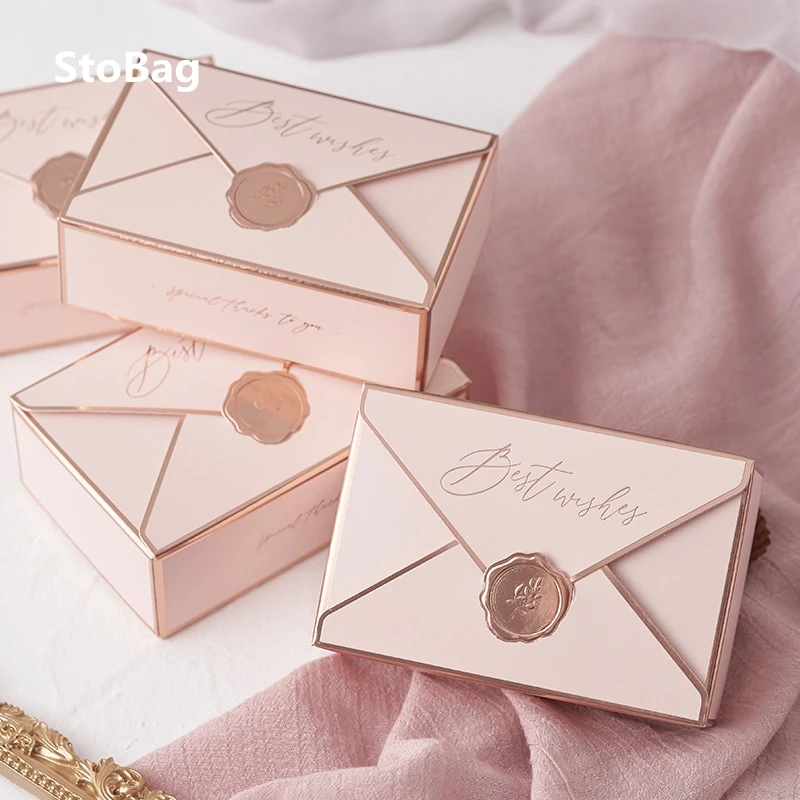 

StoBag-Chocolate Gift Packing Box Pink RedBlue Green Orange Champagne Decoratio Supplies Handmade Floding Boxes Best Wishes 5Pcs