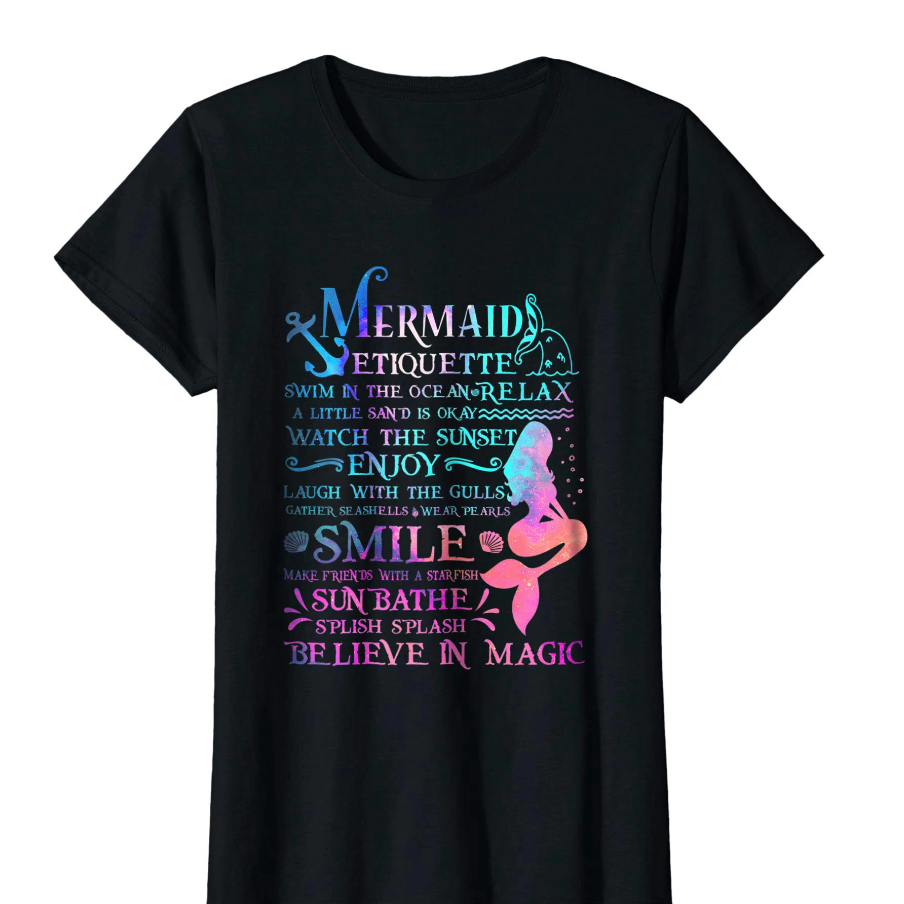 Women'S Tee Mermaid Etiquette Of Lieve In Magic Shirt Female Fashion Cotton Hip Hop T 033323 |