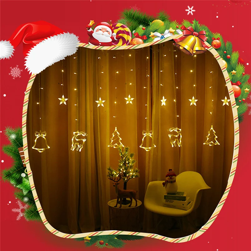 Led curtain lights Christmas room decoration holiday lanterns hanging lights set Mori stars Christmas tree 30N13 (10)