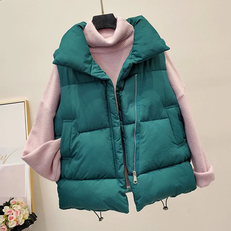 Estilo coreano para mujer sin mangas verde y Beige negro chaleco abrigo,  Invierno otoño Casual acolchado chalecos calientes abrigos para mujer| Chalecos y chalecos| - AliExpress