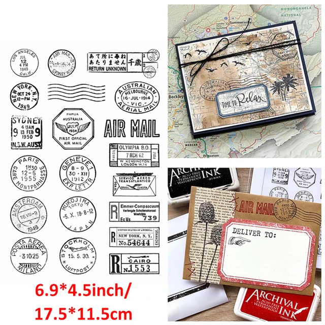 Clear Silicone Stamps Retro Cars Round Label Tag Number Puzzle Football Guitar Wolf Flowers Background DIY Cards 2021 New 6