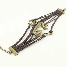  Infinity Motivational Quote Animal Protection Symbol Rope Faux Leather Friendship BFF Layer Wrap Bracelet 