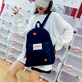 

2020 Ladies Student Backpack School Bags Simple Casual Fashion Heart Love Contrast Color Waterproof Breathable Backpack Feminina