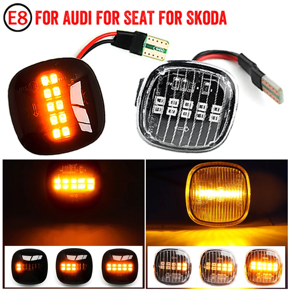 2X Dynamic LED Side Marker Turn Signal Light Indicator For Skoda Fabia Octavia Superb Roomster SEAT Cordoba Ibiza AUDI A3 A4 A8 |