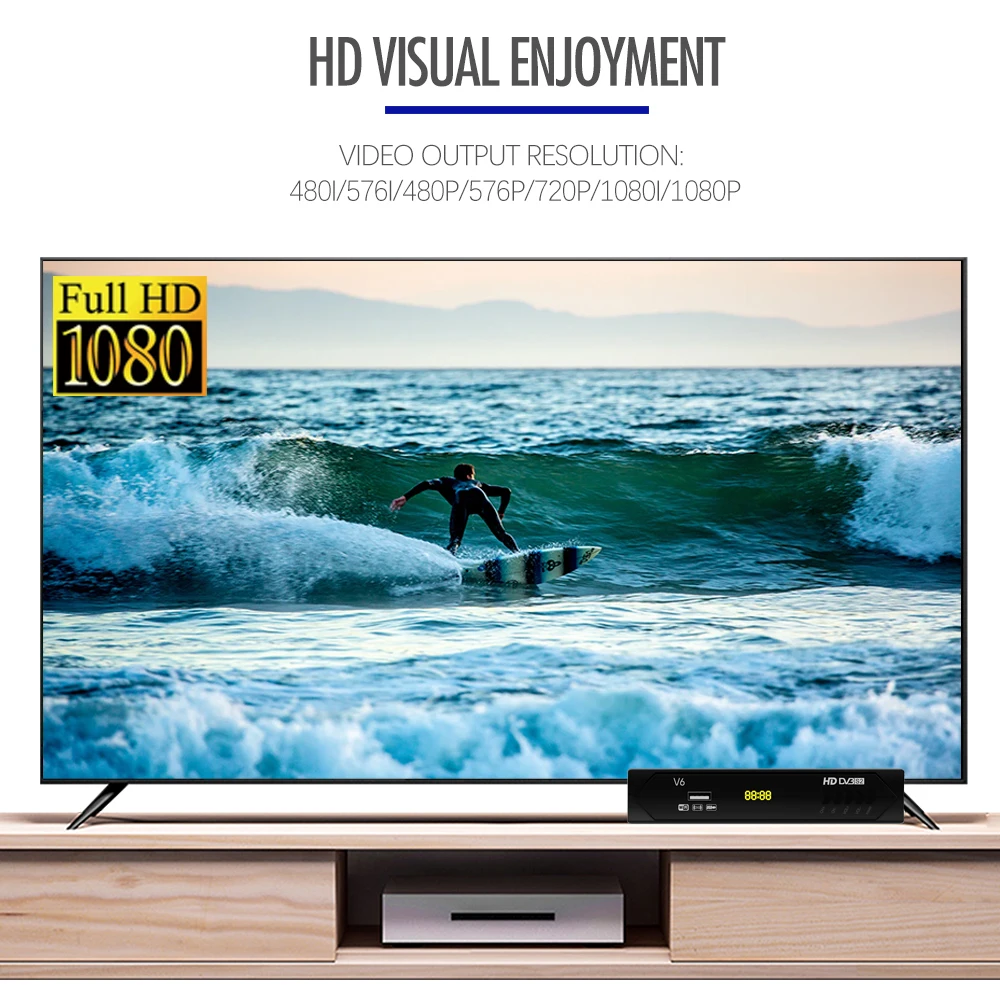 Новейший спутниковый ТВ ресивер DVB S2 V6 Full HD PVR 1080p H.264 Европейский с поддержкой USB Wi