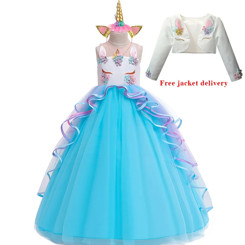 newborn baby girl skirt Flower girl Unicorn rainbow wedding party dress girl birthday party Unicorn role dance performance dress smocked baby dresses