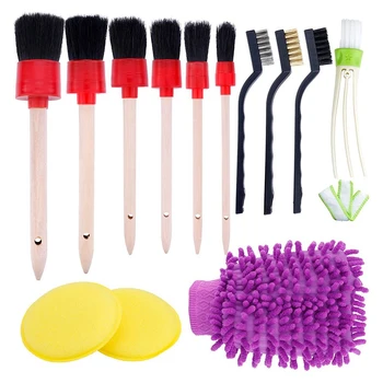 

13 Pcs Car Detailing Brush Kit for Cleaning Wheels, Dashboard, Interior, Exterior, Leather, Air Vents, Emblems