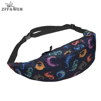 

ZFF&WGm 3D Print Chest Bag For Men In Waist Vintage Bum Bag For Men Black Zipper Men Fanny Pack Waist Belt Bag