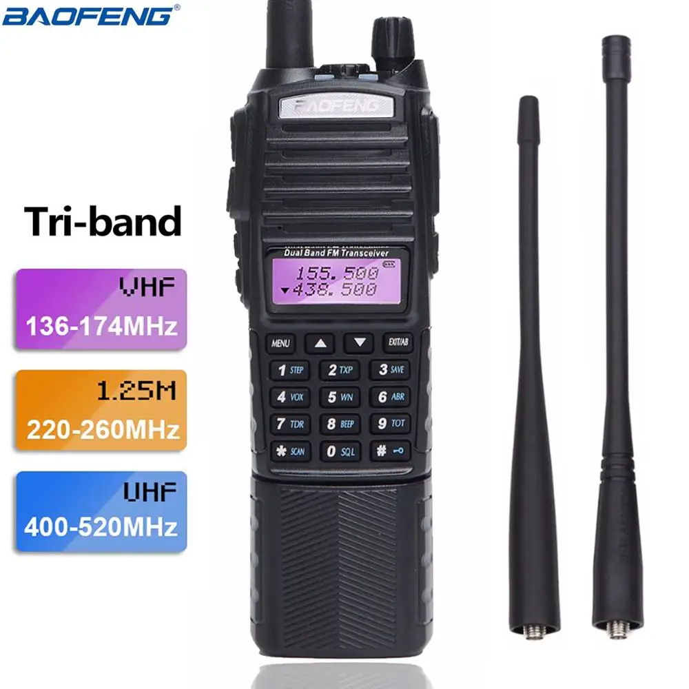 standard BaoFeng UV-82T трехдиапазонный 136-174/220-260/400-520 МГц расширенная батарея двойная антенна 2-PTT Amatuer Ham портативная рация - Цвет: standard