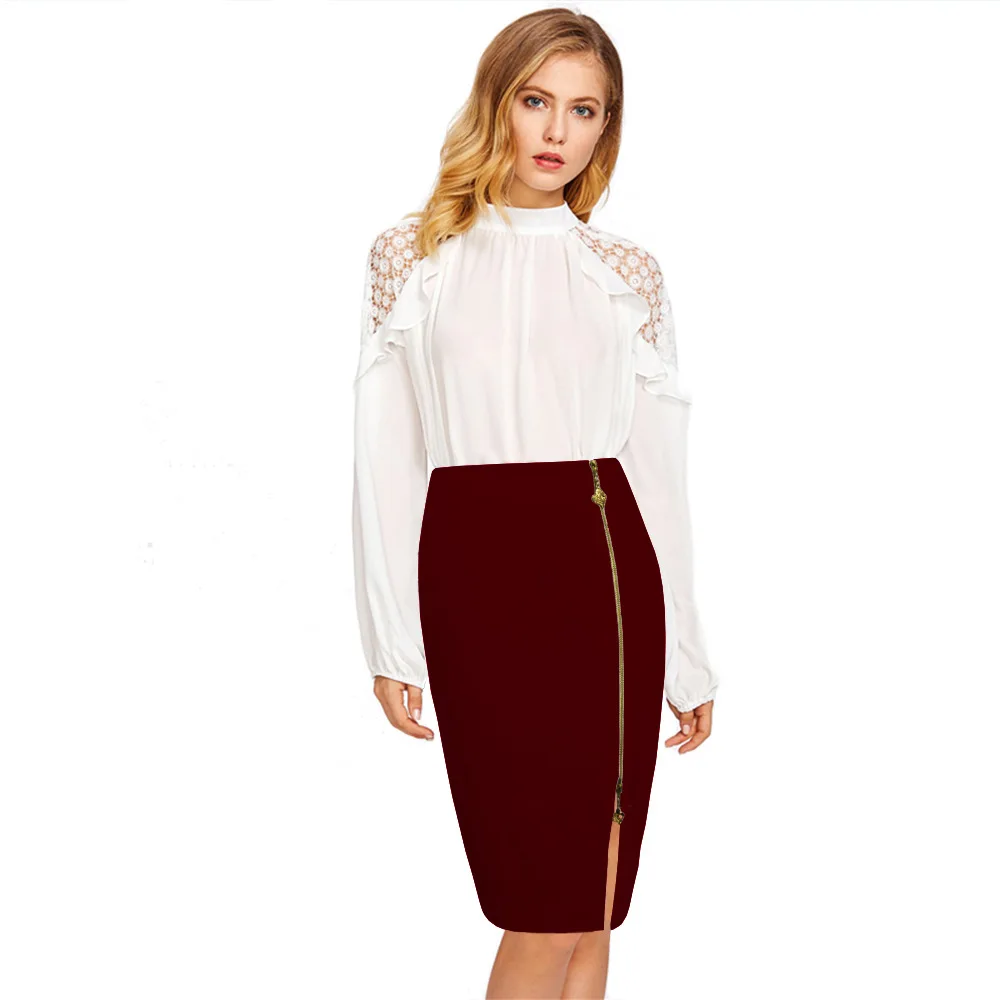 

2020 Sexy office woman skirts Autumn Winter high waist midi skirt korean style harajuku clothes plus size zipper women faldas