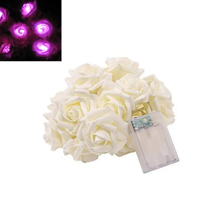 Rose Flower 2M/6.56ft 20LED String Lights for Wedding Christmas Valentine's Day - Испускаемый цвет: PK