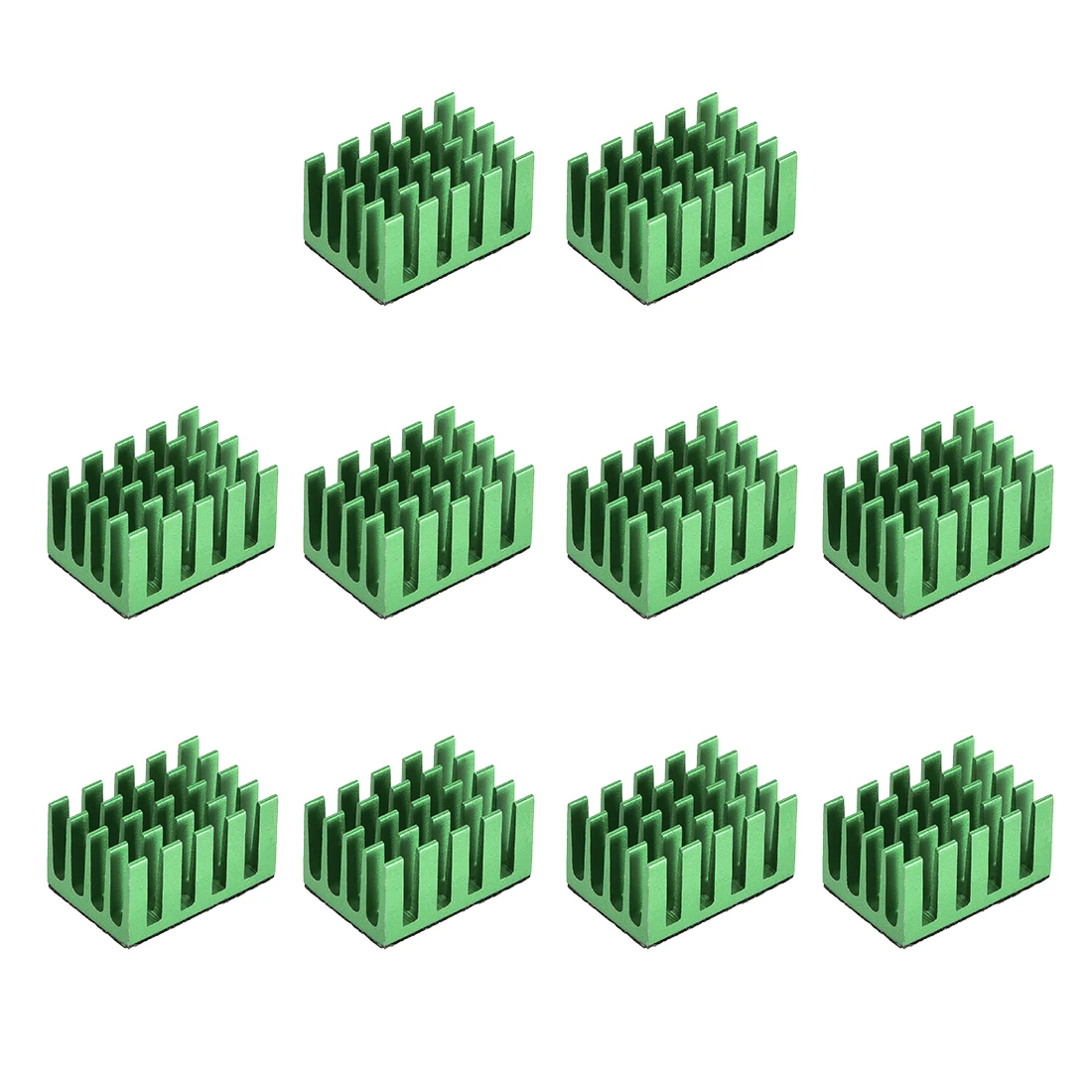 

Uxcell 11x20x14mm Green Tone Aluminum Heatsink Self Adhesive Pad Cooler for Cooling 3D Printers 10Pcs