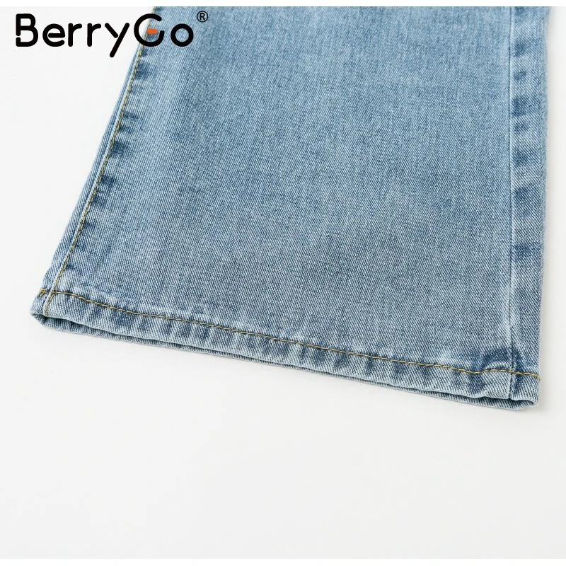 BerryGo уличная Высокая талия женские брюки повседневные свободные прямого кроя женские брюки джинсовые однотонные женские ретро брюки осень зима