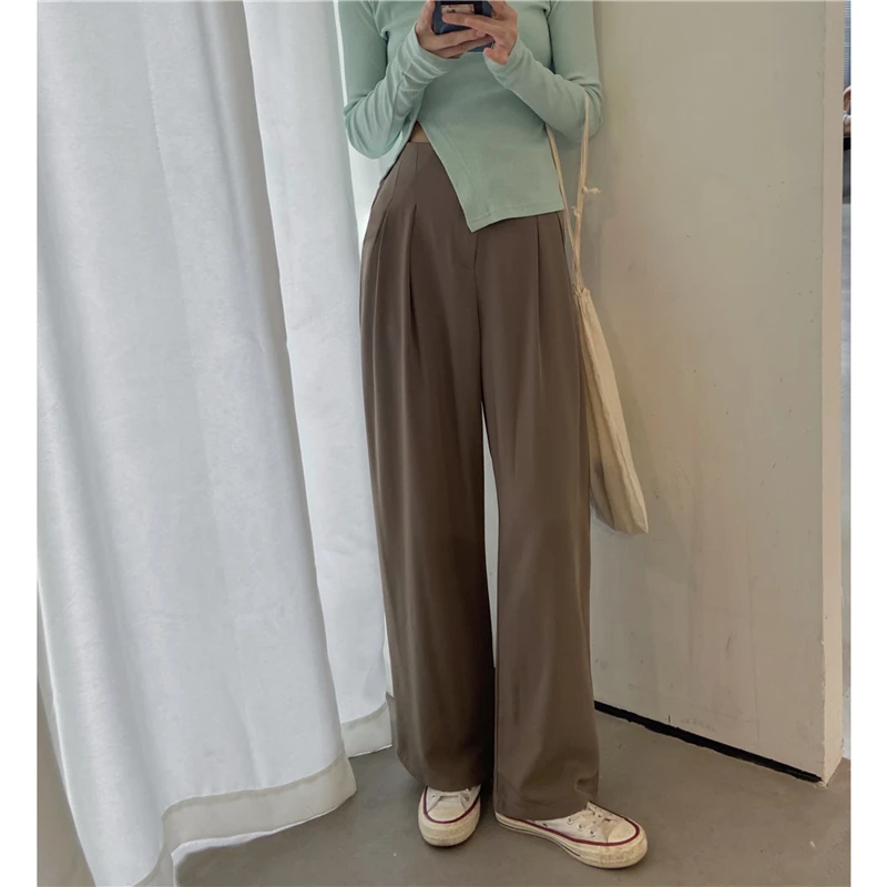 

2020 New Autumn And Winter Chic Ce Niu Kou Drape-Waist Straight Wide-Leg Pants Women's