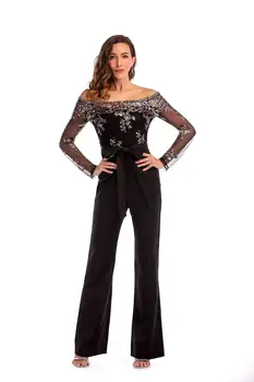 

Women Sexy Sequin Bodycon Mesh Jumpsuit Women Sexy Party Club Rompers OL Jumpsuits Long Pants F506