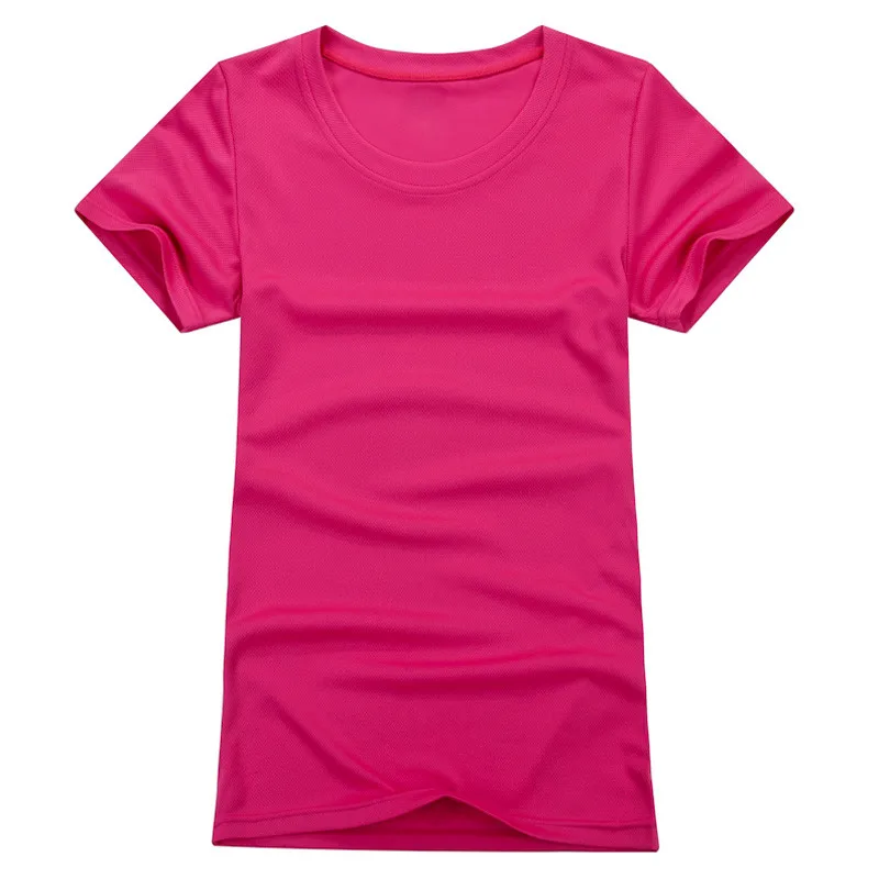 Hot pink Футболка для фитнеса для женщин, быстросохнущая Спортивная футболка для женщин, дышащая спортивная одежда, спортивная футболка для фитнеса - Цвет: Hot pink