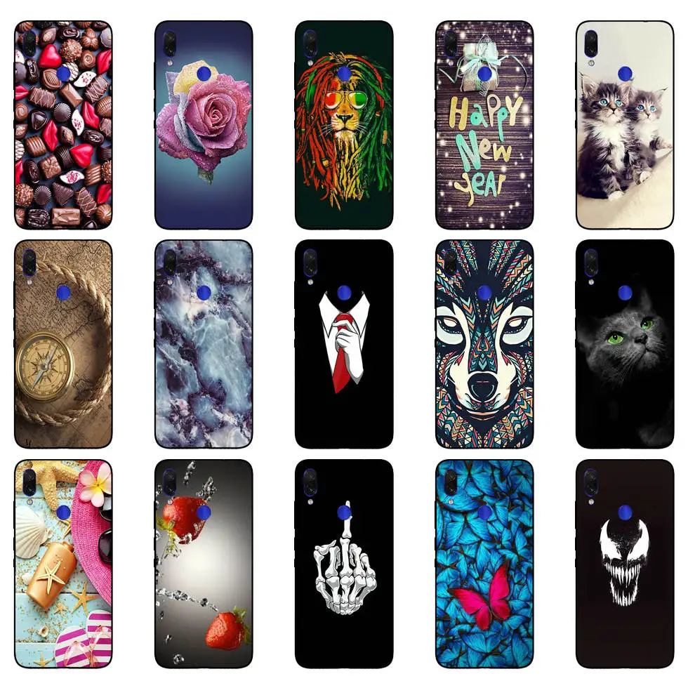 Untuk Xiaomi Redmi Note 7 Hitam Case Silikon Lembut Funda untuk Xiaomi Redmi Catatan 7 Hitam TPU Case Pelindung 6.3 