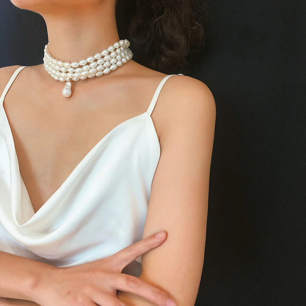 2019 модные жемчужные бусы колье чокер корейский женский воротник многослойное