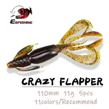 Esfishing pesca isca de pesca de silicone iscas macias crazy flapper 110mm 11.4g 5 pçs swimbait carpa pesca backles baixo isca