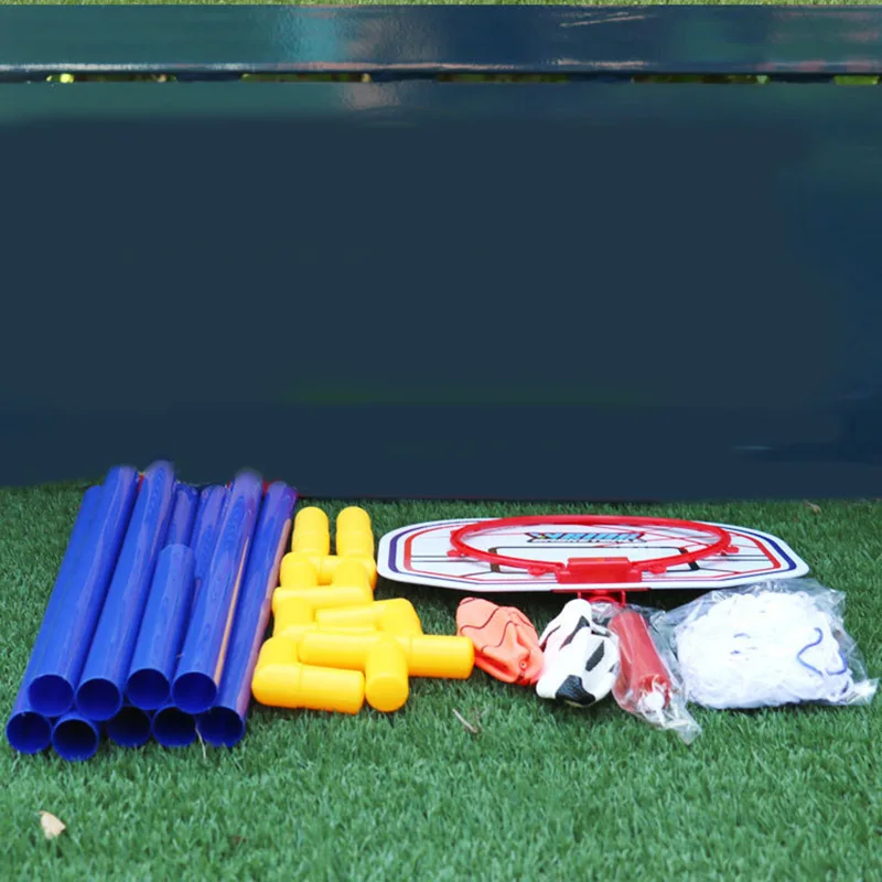 thumbnail image 1 of Juego de portería de fútbol 2 en 1 con soportes de baloncesto para niños, juego de portería de aro para deportes al aire libre, juguetes para niños, entrenamiento y práctica, 1 of 5