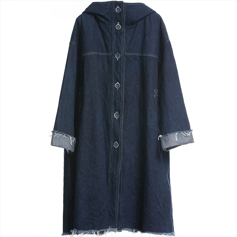 IRINAFC05 FW Коллекция Новое поступление однобортное длинное джинсовое Пальто Тренч для женщин