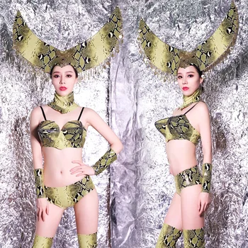 

Printed Collar Dance Clothes European And American Bars Ds Costumes New Sexy Personality Dj Female Singer Nightclub Stage Wear
