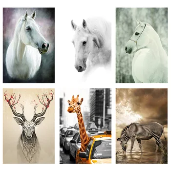 

5D Diy Diamond Painting Cross Stitch Embroidery Round Diamond Mosaic Horse Giraffe Zebra Picture Kits Wall Sticker Home Decor