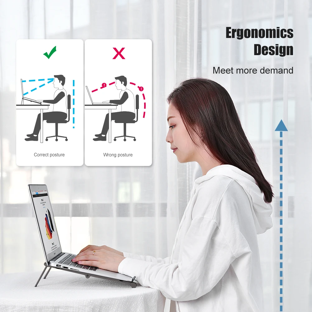 OATSBASF Mini-Laptopständer – Faltbar, Metallisch, Rutschfest – Für 10–17" Laptops, Verbessert Kühlung & Ergonomie