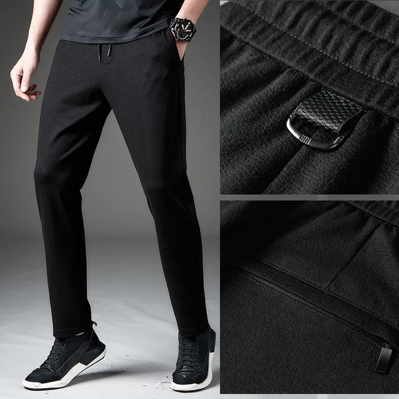 

MEN'S Pants Athletic Pants Beam Leg Black And White with Pattern Elasticity Casual Pants Beam Leg Elastic Waist Men's Trousers P