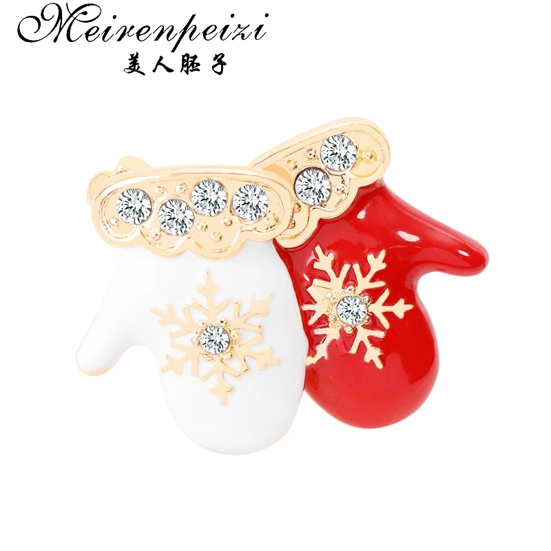 as photo Meirenpeizi Merry Christmas Броши Булавки милый Санта Клаус шляпа перчатки колокольчики носки пончики Конфета Эмаль Булавка значки брошь - Окраска металла: as photo