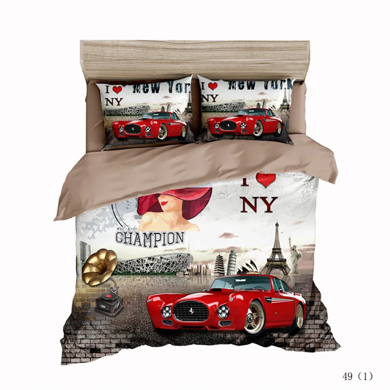 

Fanaijia 3D European Style Bedding Set Queen Size Car Duvet Cover Set with Pillowcase Bed Set Home Textile Custom size