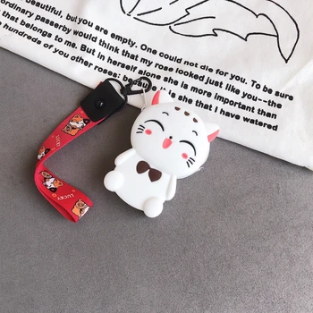 

Cute Cartoon Silicone Keychain Pompom for Women Key Cover Key Caps Keyring Key Holder Kids Gift Key Chains Coin Purse with Strap