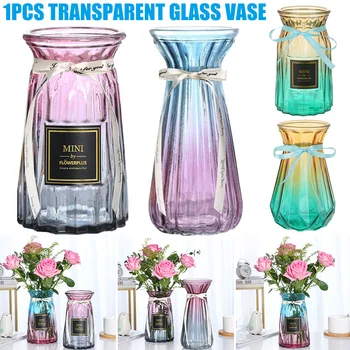 

Newly Glass Vases European Style Simple Hydroponic Plant Flower Vases Home Living Room Decoration Dried Flower Container