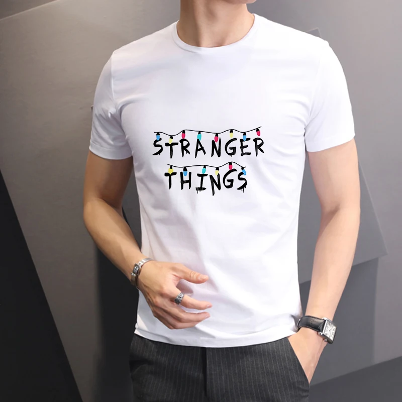 

Lus Los Stranger Things Men's Casual Printed T-shirt Men's New White Casual Large Size T-shirt homme Stranger Things T-shirt