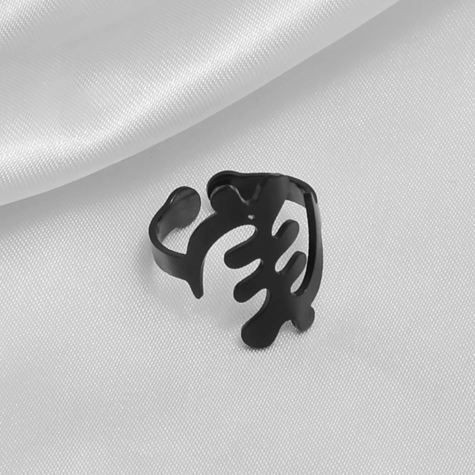 Anniyo African Symbol Ring Stainless Steel Metal Finger Rings Gye Nyame Ethnic Jewelry African Cultural Wedding Bands #249221 5