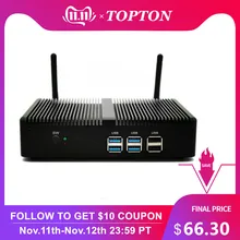 Topton Fanless Mini PC Nuc Intel i7/i5 7200U i3 7100U DDR3L MemoryWindows 10 Linux Desktop Computer 300M WiFi 4K HTPC HDMI VGA