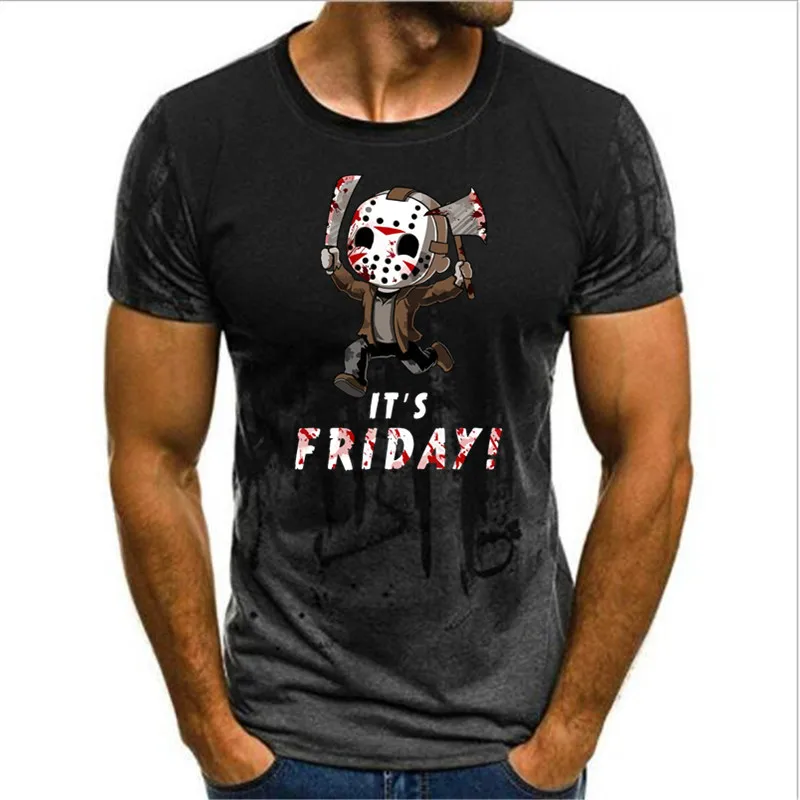 Джейсон Футболка это футболка Friday пятница 13th из фильма ужасов «XS-3XL футболка Для мужчин забавные Для Мужчин's футболка с принтом - Цвет: Серый