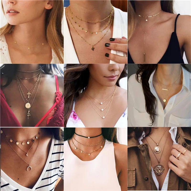 Женское колье-чокер LETAPI золотистое в стиле бохо подвеска на шею ювелирные